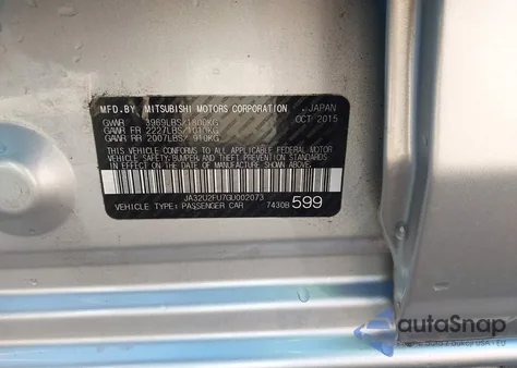 2016 Mitsubishi Lancer Es z USA, uszkodzony, nr VIN JA32U2FU7GU002073